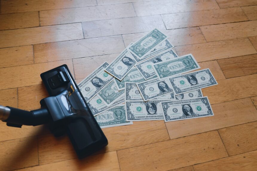 An image of a vacuum taking money